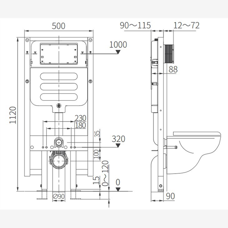 best flushing concealed cistern size